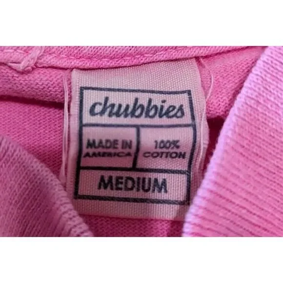 Chubbies Mock Turtleneck Long Sleeve T-Shirt Men's Size M Pink Made In USA Beach - Picture 5 of 5